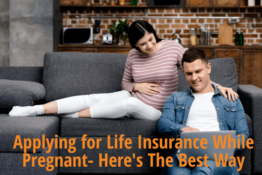 Pregnant couple reviewing life insurance policy 